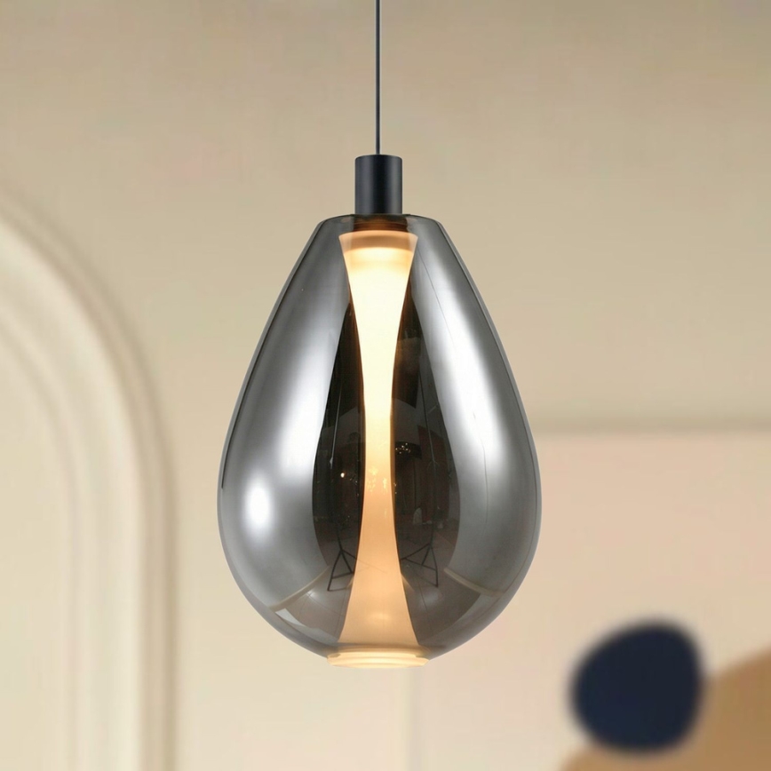 DENSO cable-suspended pendant 1xGU10/10W/230V, Ø 30 cm, black chrome