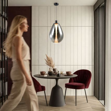 DENSO cable-suspended pendant 1xGU10/10W/230V, Ø 30 cm, black chrome
