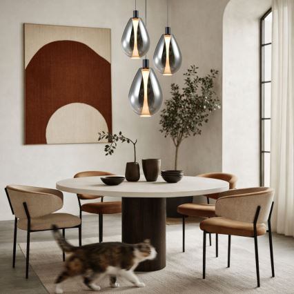 DENSO cable-suspended pendant 1xGU10/10W/230V, Ø 30 cm, black chrome