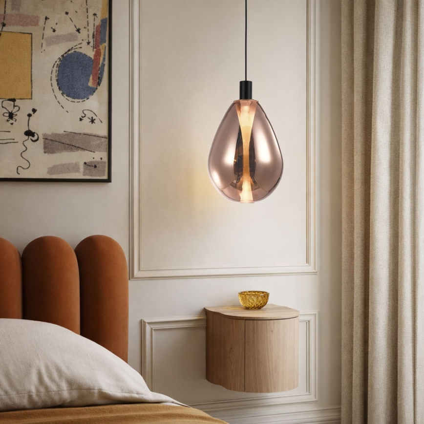 DENSO cable-suspended pendant light 1xG9/5W/230V Ø 20 cm copper/black
