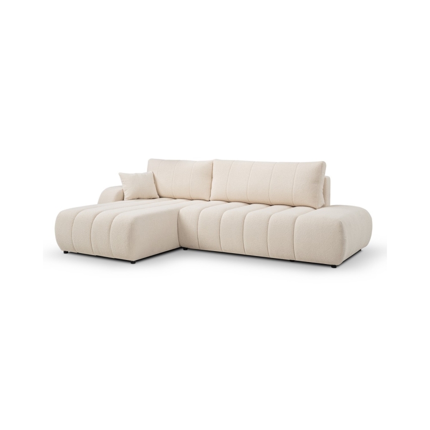 DESIO Left-facing L-shaped Corner Sofa Bed with Storage, Beige