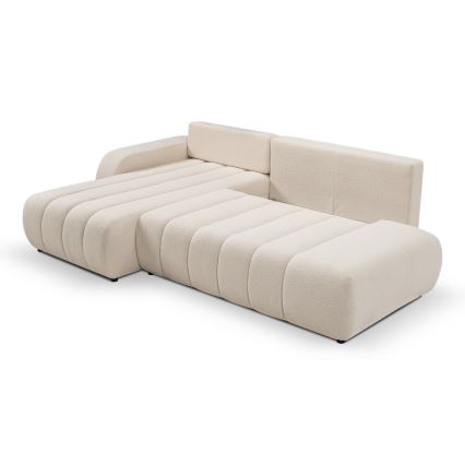 DESIO Left-facing L-shaped Corner Sofa Bed with Storage, Beige