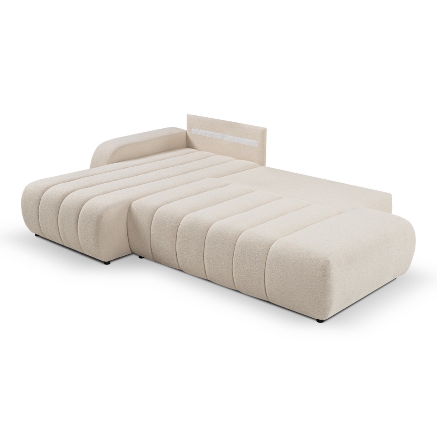DESIO Left-facing L-shaped Corner Sofa Bed with Storage, Beige