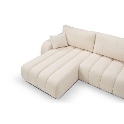 DESIO Left-facing L-shaped Corner Sofa Bed with Storage, Beige