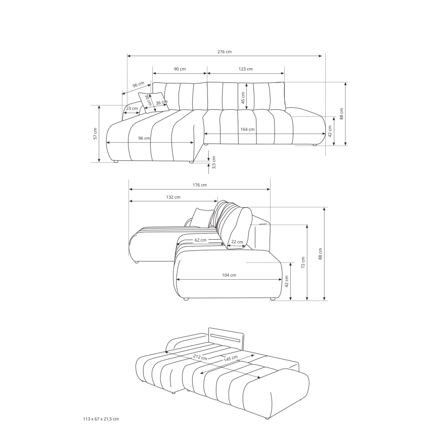 DESIO Left-facing L-shaped Corner Sofa Bed with Storage, Beige