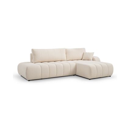 DESIO Right-hand L-shaped Corner Sofa Bed with Storage, Beige