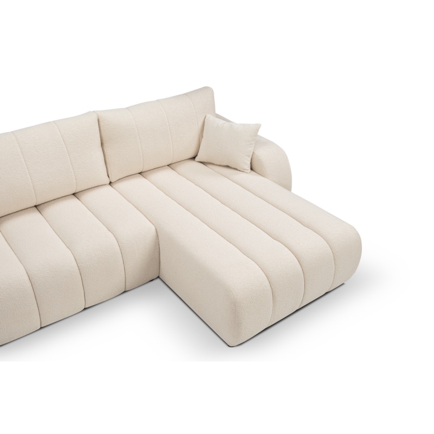 DESIO Right-hand L-shaped Corner Sofa Bed with Storage, Beige