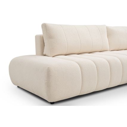 DESIO Right-hand L-shaped Corner Sofa Bed with Storage, Beige