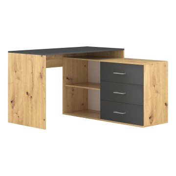 Desk with drawers and reversible corner L/R JULES Artisan Oak/Anthracite