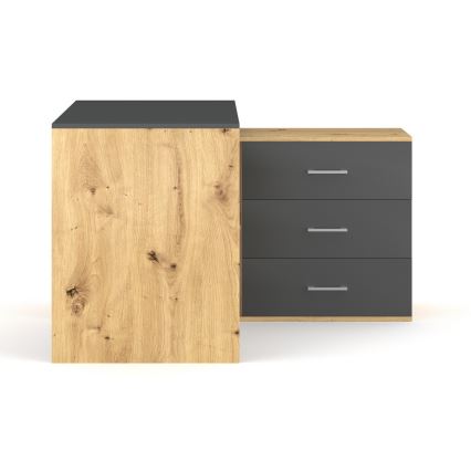 Desk with drawers and reversible corner L/R JULES Artisan Oak/Anthracite