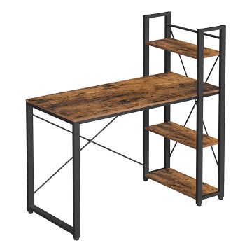Desk with shelves SOLEA brown/black