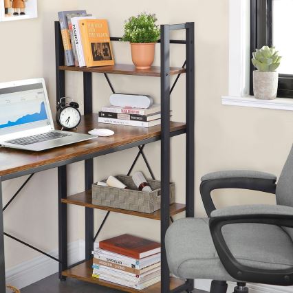 Desk with shelves SOLEA brown/black