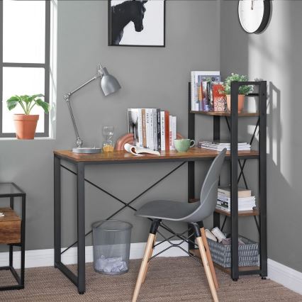 Desk with shelves SOLEA brown/black
