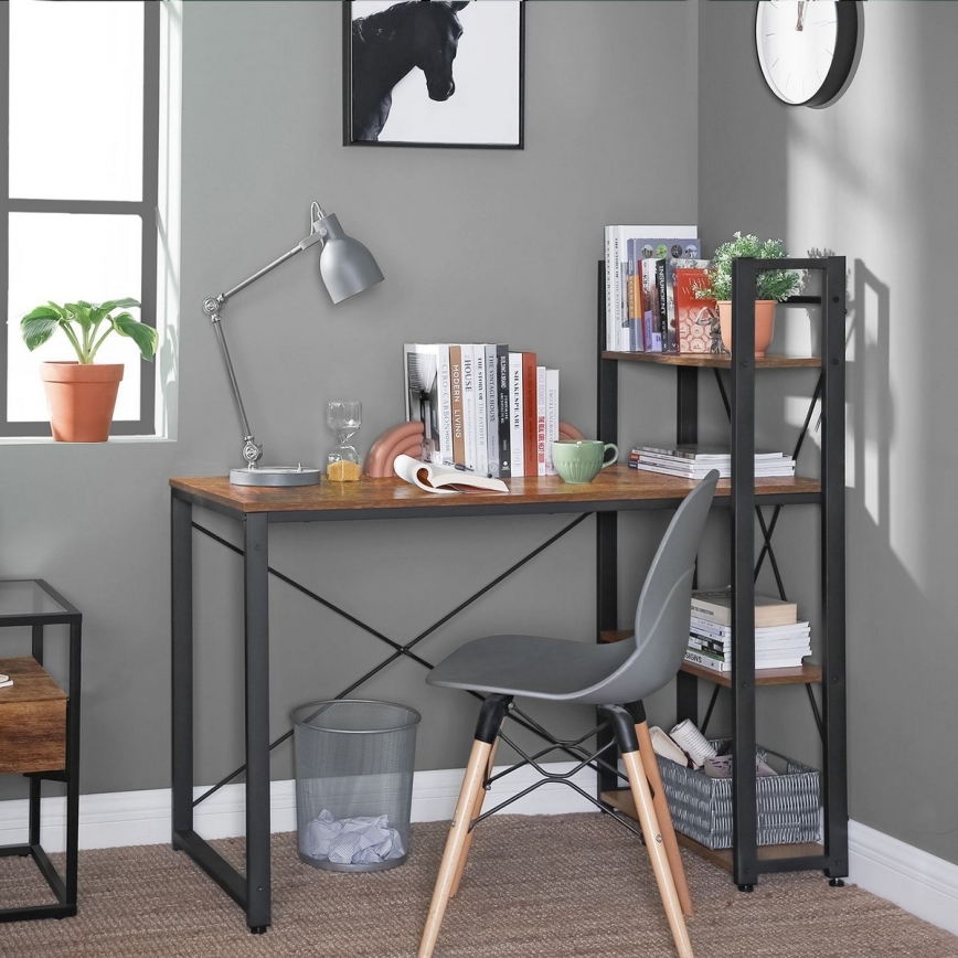 Desk with shelves SOLEA brown/black