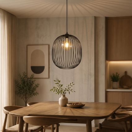 DESTELLO cable-suspended pendant light, 1xE27/15W/230V, Ø32 cm, black