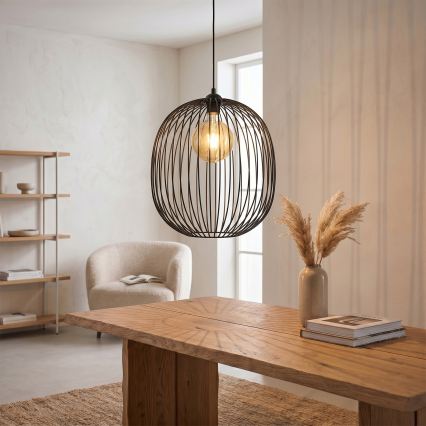 DESTELLO cable-suspended pendant light, 1xE27/15W/230V, Ø32 cm, black