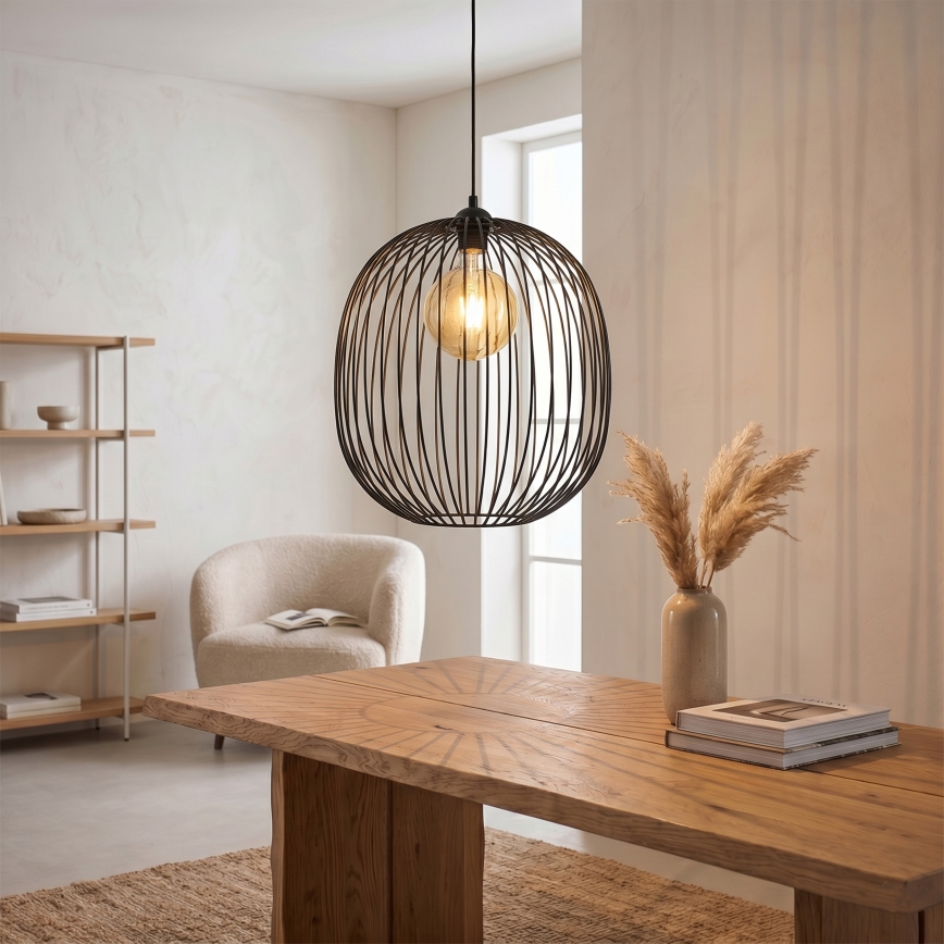 DESTELLO cable-suspended pendant light, 1xE27/15W/230V, Ø32 cm, black