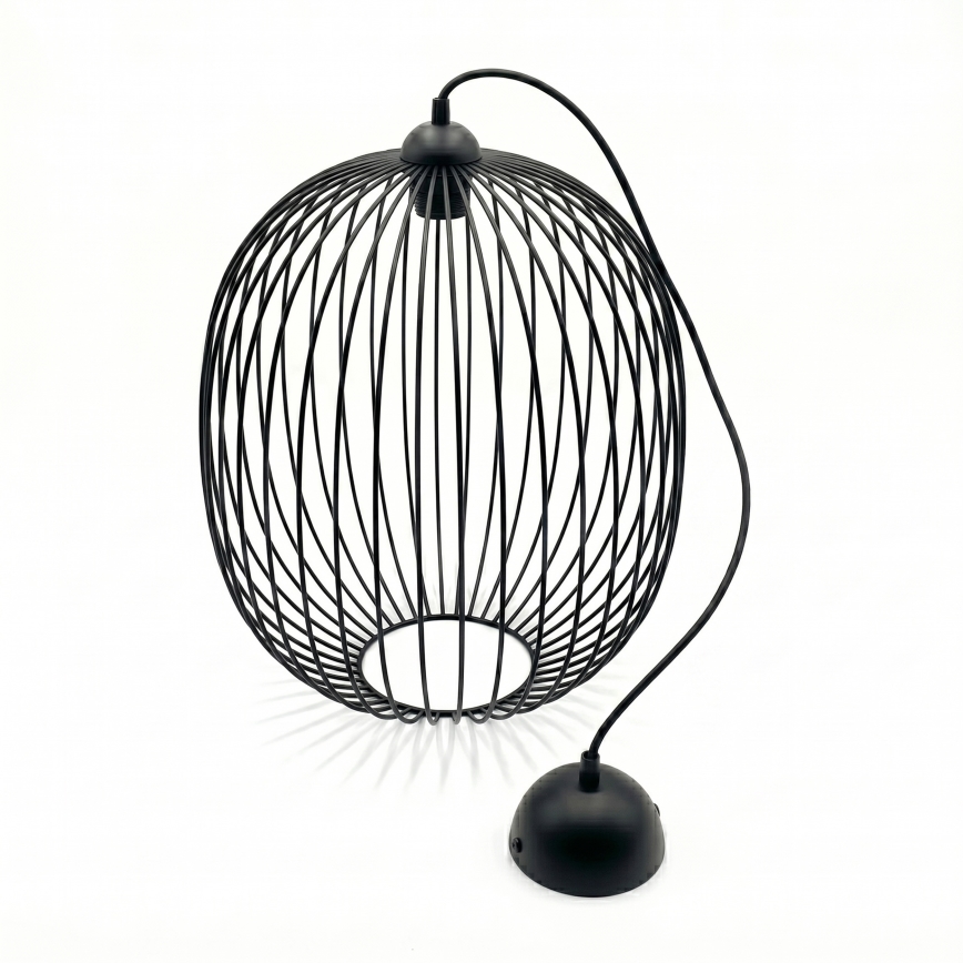 DESTELLO cable-suspended pendant light, 1xE27/15W/230V, Ø32 cm, black