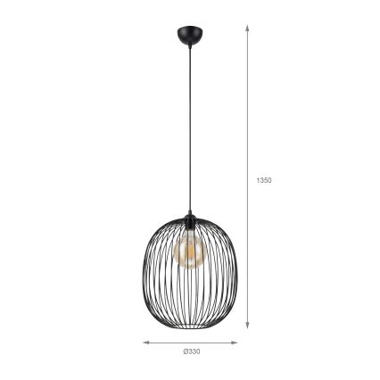 DESTELLO cable-suspended pendant light, 1xE27/15W/230V, Ø32 cm, black