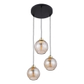 DEVI cable-hung pendant light 3xE27/15W/230V black/smoked beige