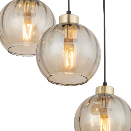 DEVI cable-hung pendant light 3xE27/15W/230V black/smoked beige