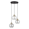 DEVI cable-suspended pendant light 3×E27/15W/230V black/clear
