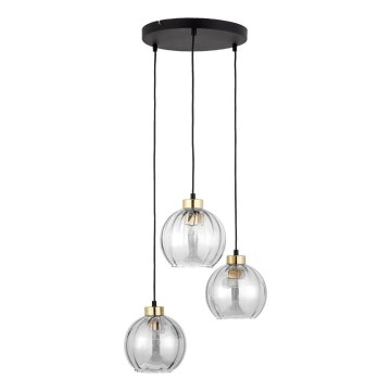 DEVI cable-suspended pendant light 3×E27/15W/230V black/clear