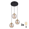 DEVI LED Cable Pendant 3xE27/15W/230V, Black/Smoked Beige