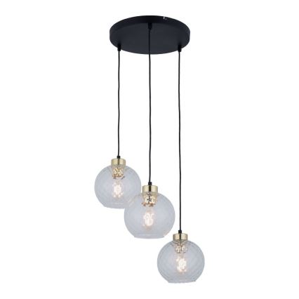DEVON LED Pendant on Cable 3xE27/15W/230V Black/Clear