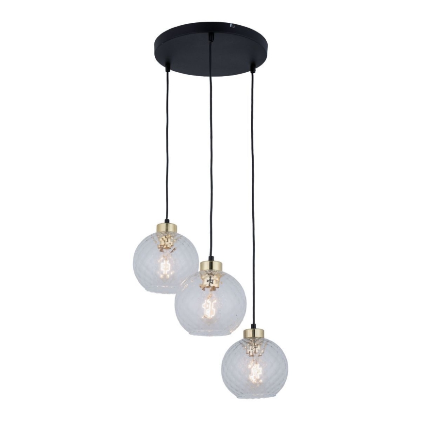 DEVON LED Pendant on Cable 3xE27/15W/230V Black/Clear