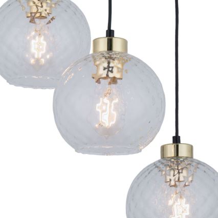 DEVON LED Pendant on Cable 3xE27/15W/230V Black/Clear