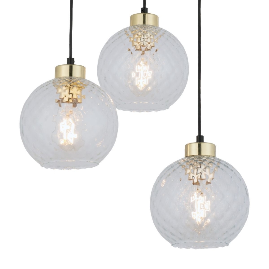 DEVON LED Pendant on Cable 3xE27/15W/230V Black/Clear