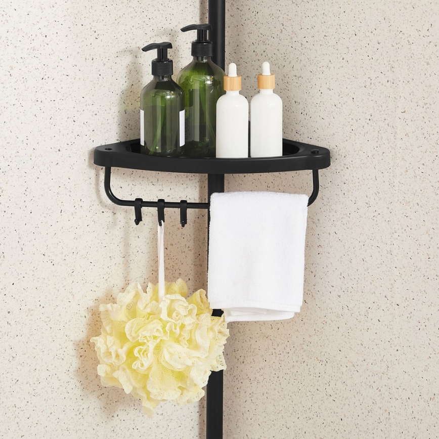 DEX Black Corner Bathroom Shelf