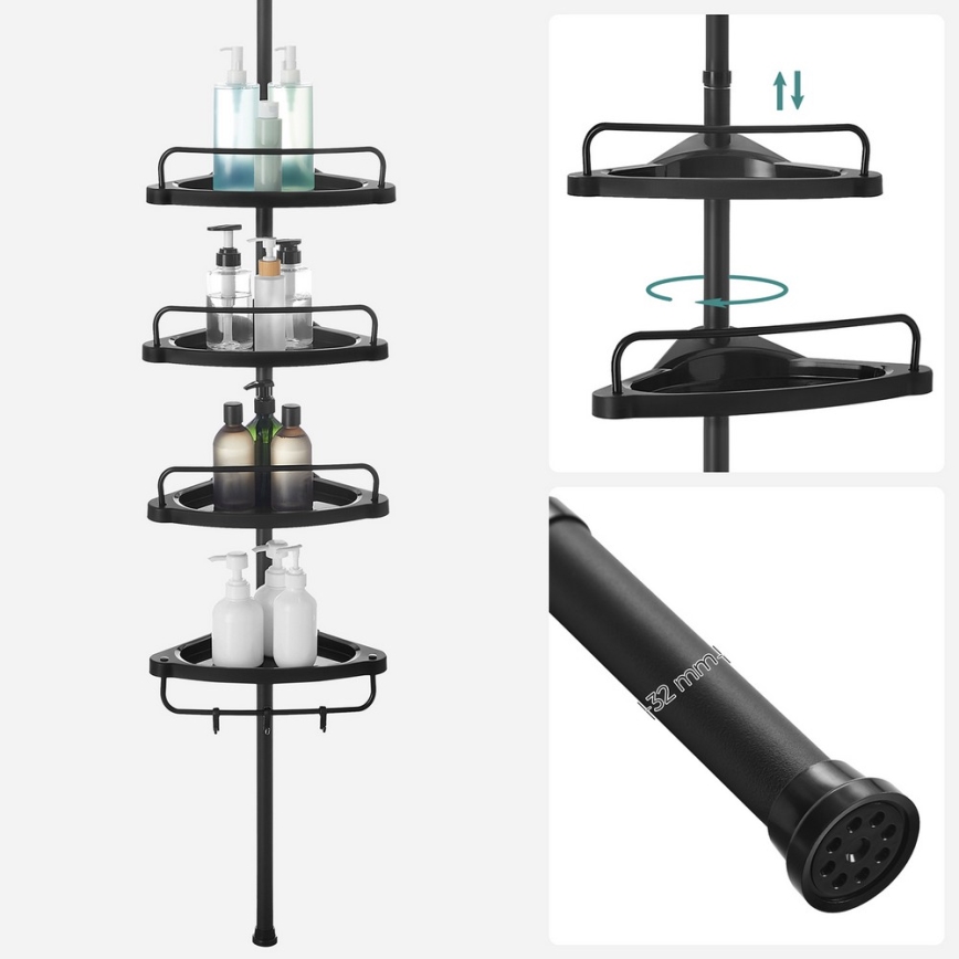 DEX Black Corner Bathroom Shelf