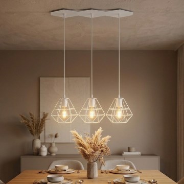DIAMOND cable-suspended pendant light 3x E27/60W/230V white