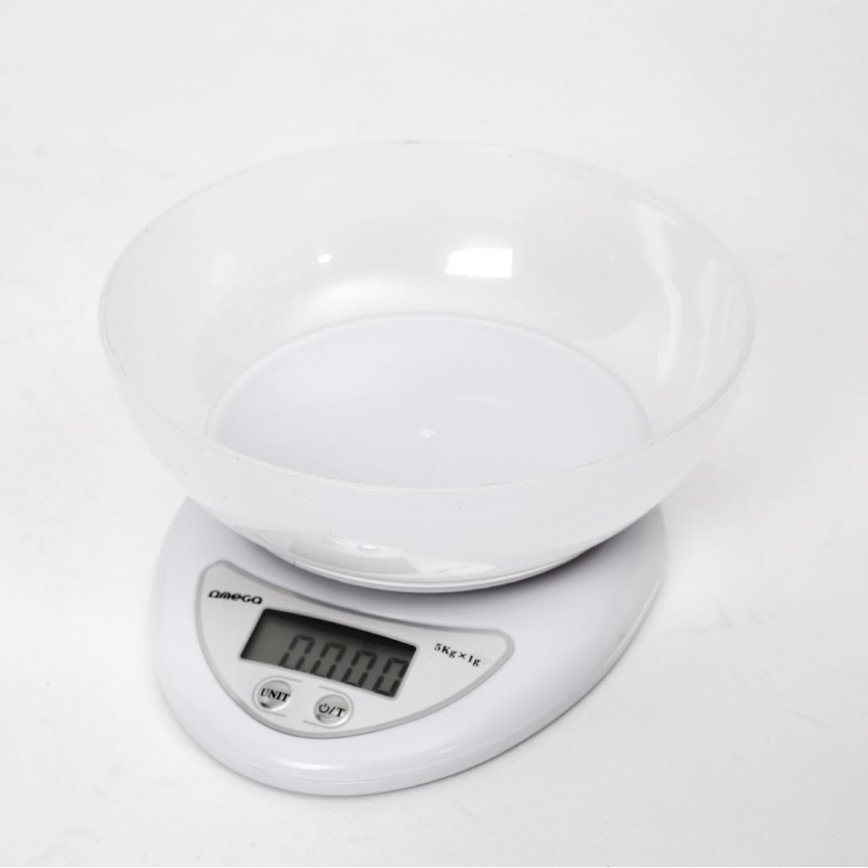 Digital kitchen scale with a bowl 1xCR2032 white