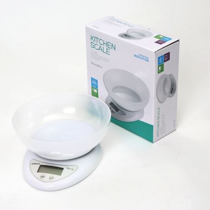 Digital kitchen scale with a bowl 1xCR2032 white