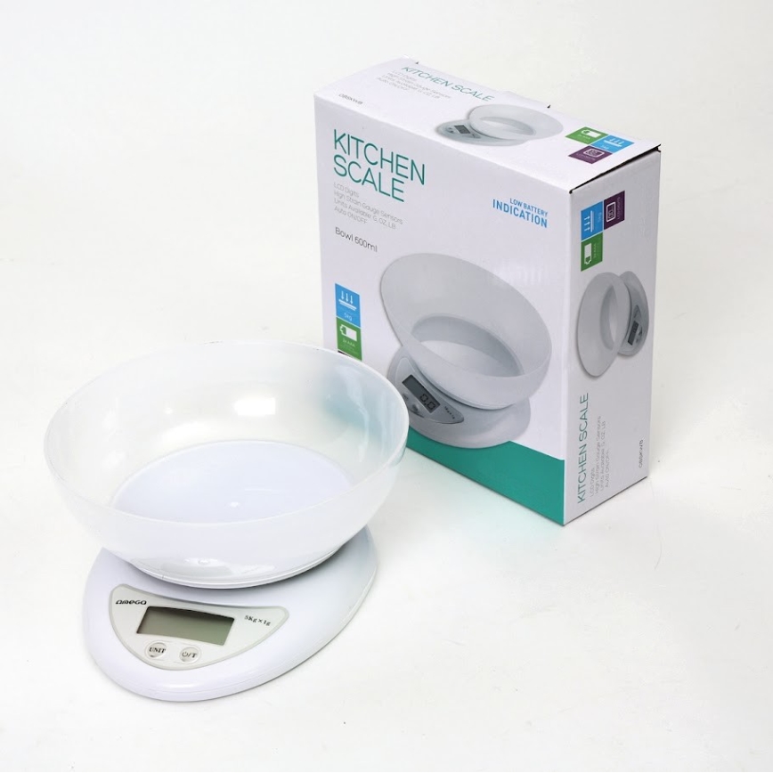Digital kitchen scale with a bowl 1xCR2032 white