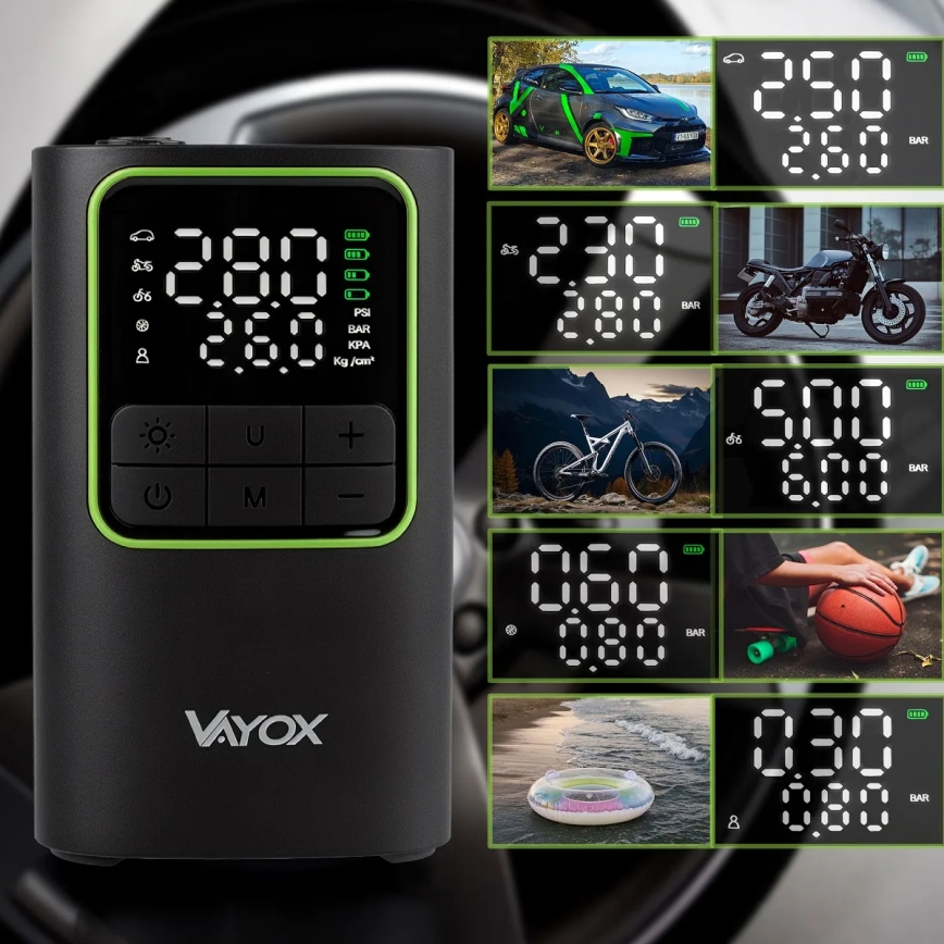 Digital Pocket Air Compressor 5V 4000 mAh, Black