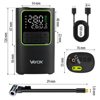 Digital Pocket Air Compressor 5V 4000 mAh, Black