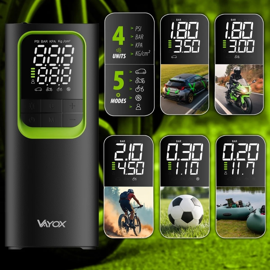 Digital Pocket Air Compressor 5V 8000 mAh Black