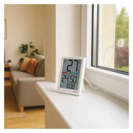 Digital Thermometer and Hygrometer — 2×AAA, White