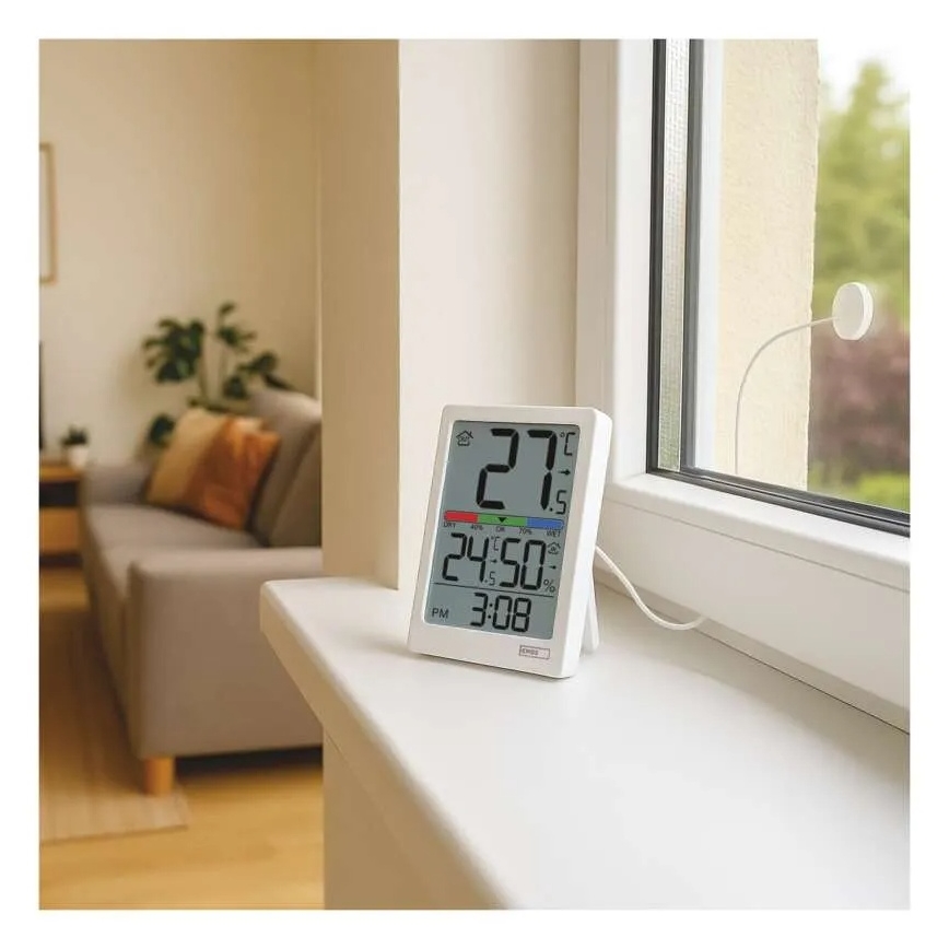 Digital Thermometer with Hygrometer, 2x AAA, White