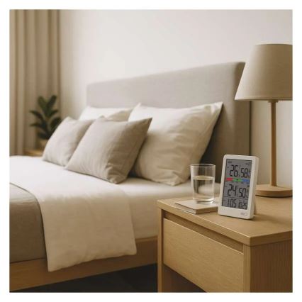 Digital Thermometer with Hygrometer, 2x AAA, White