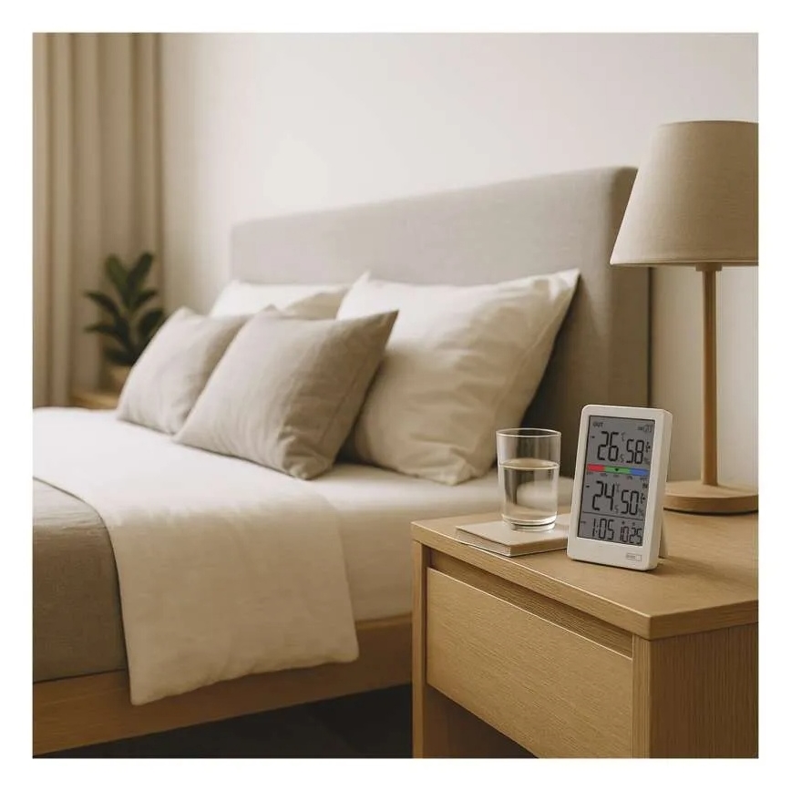 Digital Thermometer with Hygrometer, 2x AAA, White