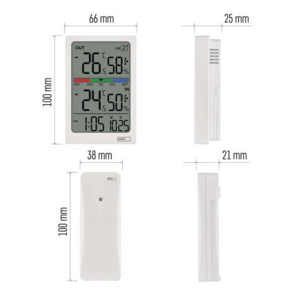 Digital Thermometer with Hygrometer — 2×AAA, White