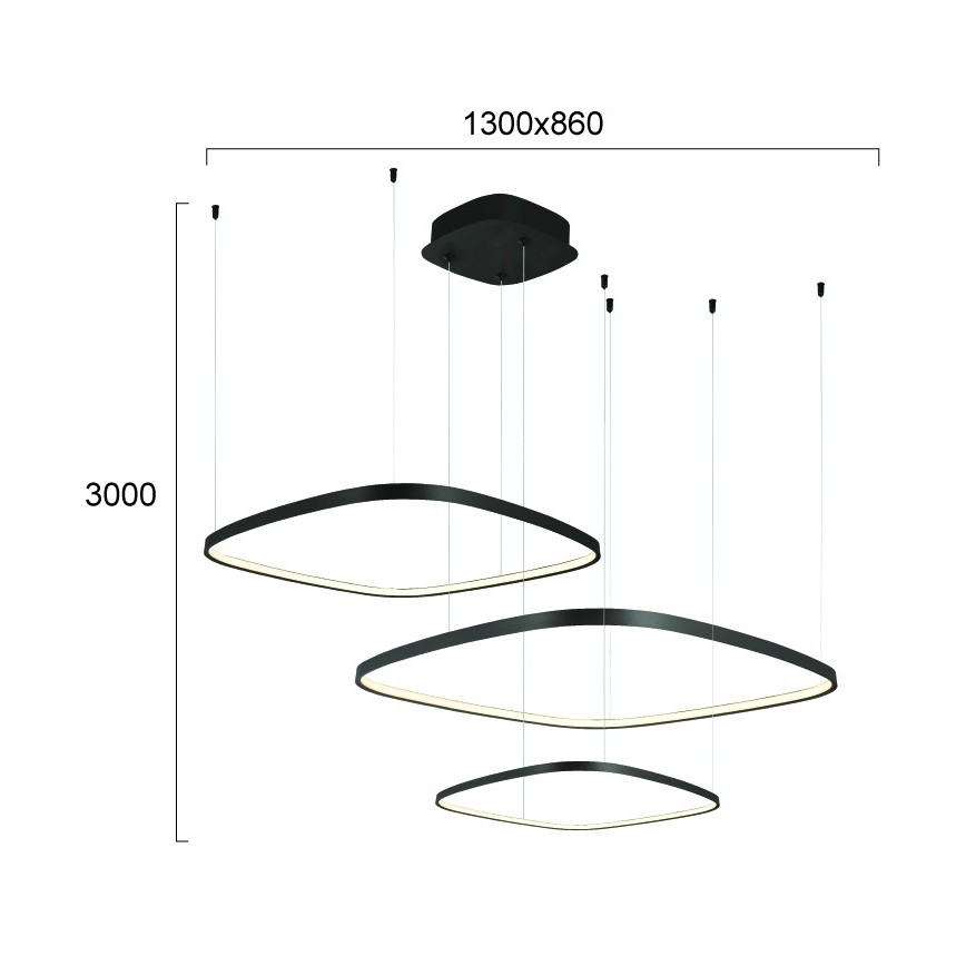 LORENZO LED Dimmable Cable Pendant Light LED/70W/230V 3000/4000/6000K Black + Remote Control