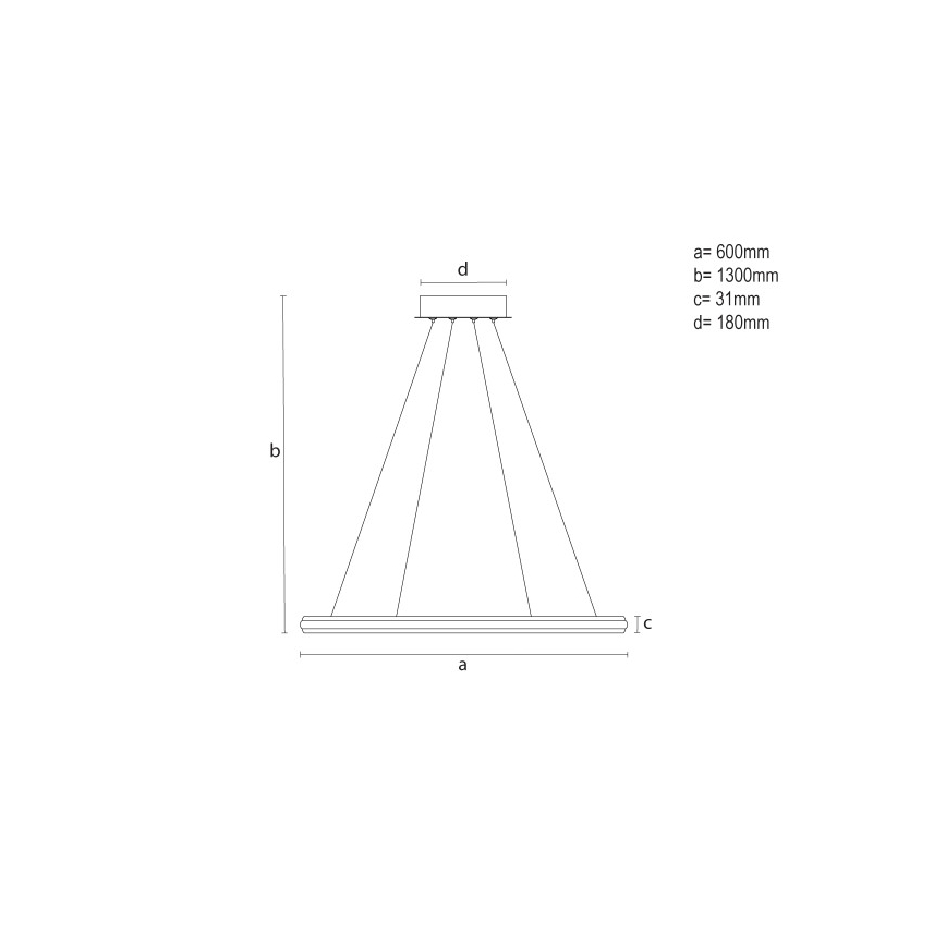 Dimmable LED pendant light suspended on cable, 55W/230V, 3000–6500K, Ø 60 cm + remote control