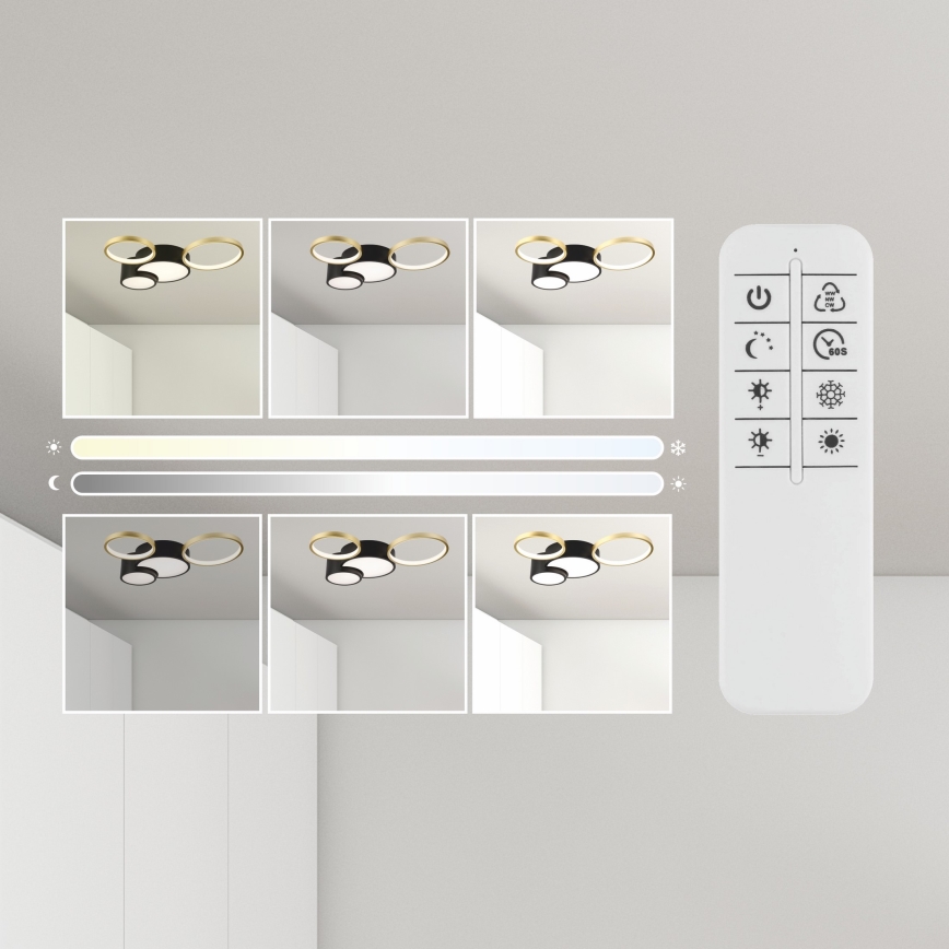 Dimmable ceiling light ALIZEE LED/30W/230V 3000-6500K black/gold