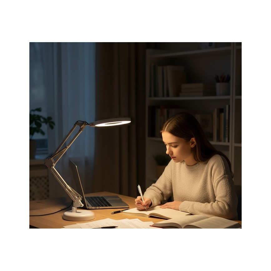 LED Dimmable desk lamp with magnifier 2-in-1 AURIQ LOUPE LED/10W/5V 3000/4000/6500K White